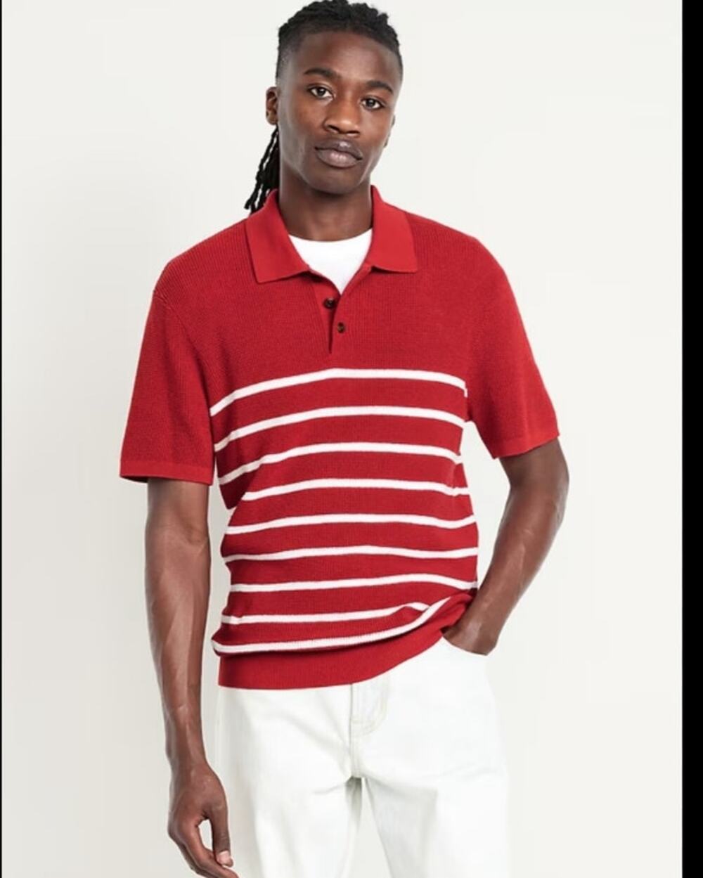 Old Navy Red White Stripe Knit Sweater Polo Retro Shirt NWT XXL